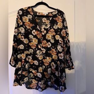 Floral Black Blouse